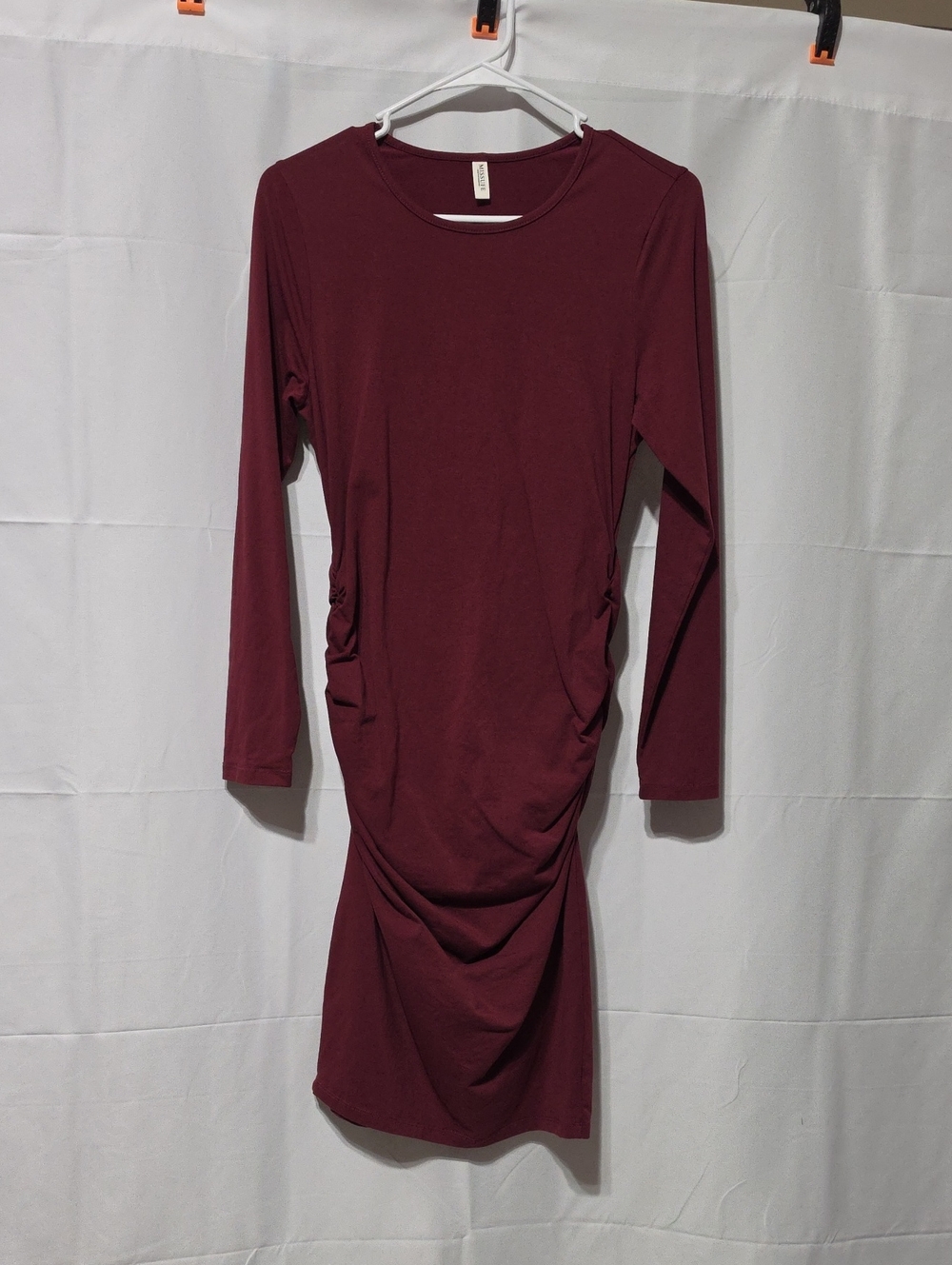 Missufe Crew Neck Ruched Bodycon Maternity Dress. Size: Med.